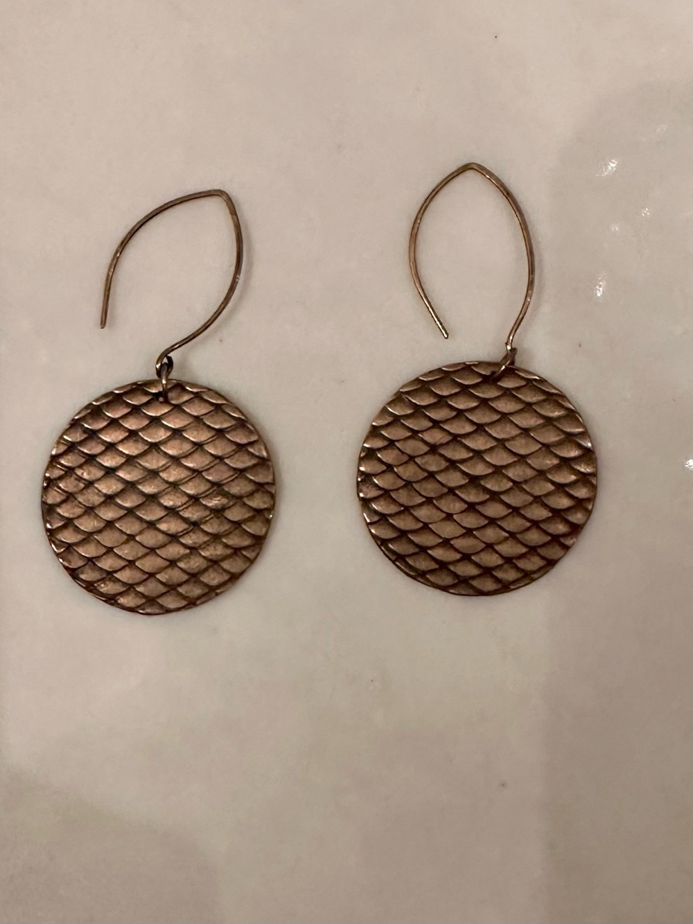 Handcrafted Round Drop Earrings in Bronze